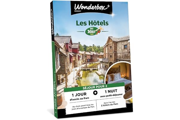 Wonderbox Connect - Coffret Cadeau - Parc Astérix Séjour - 2 entrées pour 1 Jour - 1 Nuit avec Petit-déjeuner dans l'un des 3 hôtels du Parc - Parc à thème - Validité 27 Mois