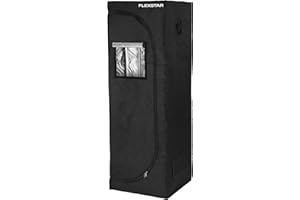 FLEXSTAR Grow Zelt 60x60x180cm – Indoor Anbauzelt aus hochreflektierendem Mylar, mit Beobachtungsfenster und herausnehmbarem Bodentablett