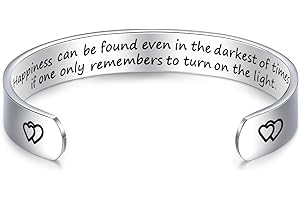 LParkin Happiness can be Found Even in The Darkest of Times Encouragement Jewellery Bracelet Decorations Inspirational Motivational Gift