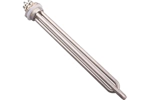 DERNORD 240V 2400W 1 Inch Heating Element Double U Type Electrical Brewing Water Heater BSP Thread Stainless Steel Flange