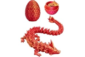 TPZORJX 1 Stück 3D-Druck kleine Dracheneier, 3D-Druck Drachenspielzeug, 3D-Druck Kristalldrachen, Überraschungsgeschenke für Kinder zu Halloween, Weihnachten, Ostern (Rot und Gold)