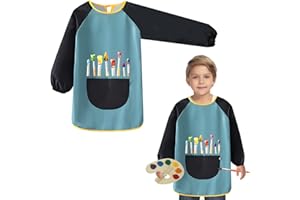 Blouse Peinture Enfant Imperméable, 8-12 Ans Tablier Peinture Enfant Tablier Artisanal Enfants, Tablier de Peinture Enfant Tablier Manches Longues Enfant pour Peinture