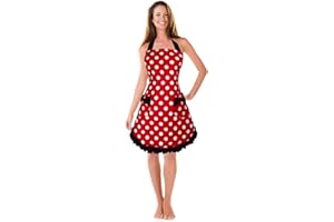 Gaf Nuncew Delantal Cocina Mujer,Lindo Delantal Mujer Vintage Con Bolsillos Y Corbata Larga Ajustable Y Cintura,Delantales de Cocina Adecuada Para CoccióN Diaria, Horneado, ProteccióN De Limpieza