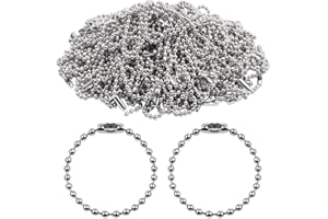 GENERIC 100Pcs Metal Ball Bead Chain Keyring Chain Extender for Label Tags, 5.9inch Ball Bead Keychain Connector Silver Iron Small Tag for Hanging Jewellery Making Badge Holders