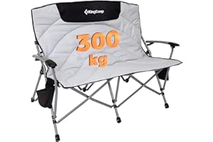 ‎KINGCAMP KingCamp Podwójne krzesła kempingowe dla dorosłych 272 kg wytrzymałe krzesło kempingowe 2-osobowa sofa aluminiowa z podłokietnikiem duży fotel na kemping, piknik, wędkowanie, festiwal, koncert
