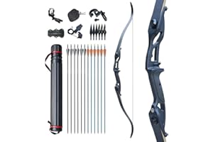 D&Q Arc Recourbé de Takedown et tir à l'arc Arc et Fleche Adulte Riser en Alliage D'aluminium Main Droite pour la Pratique de Chasse 30 35 40 45lbs
