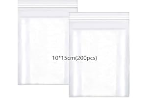 ‎HURUIRUI huruirui 10x15cm Druckverschlussbeutel, 200Stück zip beutel Wiederverschließbare Durchsichtige Plastikbeutel Klein Verschlussbeutel Zipper Beutel Set Kleine Wasserdichter 100μm