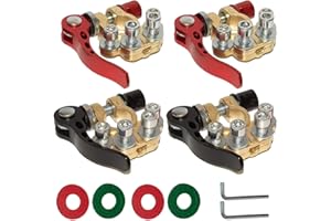 WEEGOO 4 Pcs 12V/24V Battery Terminal Connectors, Quick Release Car Battery Terminals, 4 Way Positive and Negative Battery Connectors for Cars Trucks Ships Buses