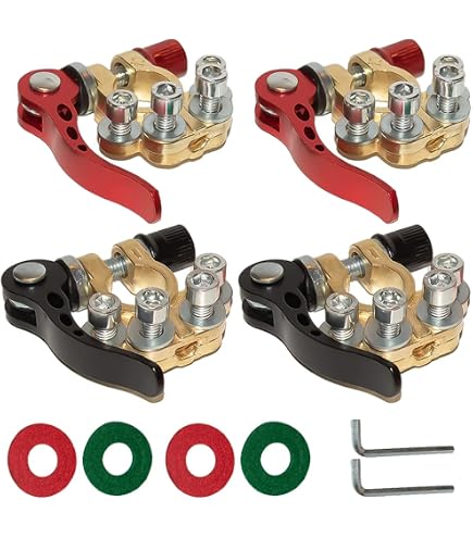 X AUTOHAUX 1 Pair Car Battery Terminal Connectors - Aluminum Alloy Positive & Negative Clamps