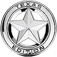 Sakuun Texas Edition 3D Metal Chrome Sticker Star Emblem Badge-Stylish Logo for Cars, Bikes & More- Dia 8cm-Eye-Catching Top-Notch Accessory Silver.