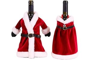 Xiuyer 2pcs Tapa Botella Vino Navidad Material Terciopelo Vino Navidad Bolsas Decoraciones Hecho Mano para Decoración Mesa Fiesta Navidad