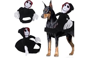NESLOONP Ropa Mascota, Ropa Mascota Halloween, Divertido Disfraz de Cosplay, Gato y Perro Mascota Muñeca Fantasma para Perro Mascota Año Halloween Fiesta de Banquete Festivo Fiesta Terror, Ajustable (Negro)