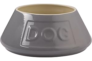 Mason Cash Grey Non Tip Dog Bowl 21 cm Ceramic Dog Feeding Bowl for Food & Water, Non Slip & Anti Spill Pet Bowl, Dishwasher & Freezer Safe