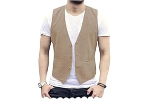 AeoTeokey Chaleco de lino de verano para hombre, chaleco informal, ajuste regular