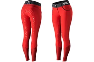 HORZE Pantalon d'équitation Fond intégral à Grip Silicone Nordic, Hauteur de Taille Moyenne, Tailles EU34 à EU44, Bleu Marine