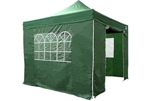 All Seasons Gazebos | 3x3m Pop Up Gazebo con 4 pareti laterali, pacchetto accessori e borsa con ruote | Resistente, Completamente Impermeabile, Di Alta Qualità (Verde)