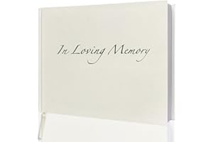 ESPOSTI in Loving Memory Condolence Book - 96 Pages with Silver Gilt Pages & Storage Box - Hardcover Memorial Guest Book with 1152 Message Lines & Keepsake Pocket - for Funeral Services (White, 218x160mm)