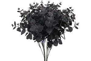 ‎GGISUI GGISUI 2pcs Kunstpflanzen Deko Schwarz Künstliche Eukalyptus Zweige Eukalyptus Blätter Plastik Pflanzen Deko für Balkon Garten Drinnen Draußen Hochzeit Deko, Heimdekoration, Tischanordnung