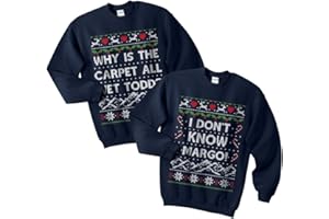 SANFRAN CLOTHING Sanfran - Why is The Carpet All Wet Todd Top Set Christmas Xmas Funny Matching Margo Ugly Jumper Sweater