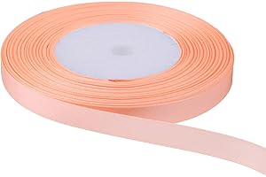 Trimming Shop 10mm Peach Satin Ribbon for Gift Wrapping, 25M Double Sided Polyester Ribbon Roll Balloon Ribbon for Crafting Bouquets, Cake, Wedding Decoration DIY Hair Accessories, Sewing