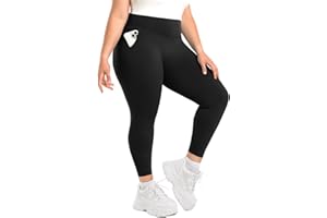 SINOPHANT Leggings da Donna a Vita Alta, opachi, Leggings Neri Grandi, con Tasche da Donna