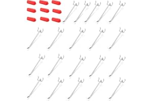 HOOBAO 20pcs Ganchos para Tableros,Pegboard Tableros Clavijas, Ganchos para Panel Perforado Individual,20 PartíCulas de Goma Protectora,para ExhibicióN Minorista,ArtíCulos Colgantes(20CM)