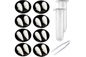 HXLEUCRY 10 Stücke Halloween Vampir Fangs Kit, 4 Größen Custom Fangs Vampire Zähne Gefälschte Zahnersatz mit 2 Rohr Zähne Pellets Klebstoff für Cosplay Party Requisiten Halloween Party Zähne Requisiten