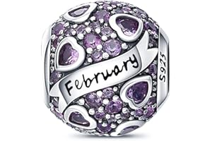 HappyStar piedra de nacimiento 925 Plata de Ley Original Piedra de Nacimiento Encantos para Pulseras Collar Perfecto JoyeríA,Adecuado para pulseras y collares.