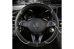 ZHONGYISHANGMAO123 Funda Volante Coche Protector Cuero Para Volante Coche Para Renault Para Scenic Para Clio Para Laguna 2 3 4 5 Para Kangoo Para Fluence Para Megane Funda Volante (Color : O shape beige)