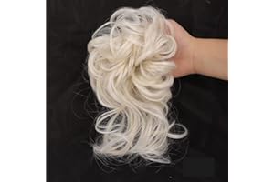 SHANGXIU Haarteil Haargummi Hochsteckfrisuren,Messy Bun Haarteil Mit Gummiband Gelockt Haardutt ponytail extension Tousled Updo Haarteile for Women Girls (#60(Weißblond))