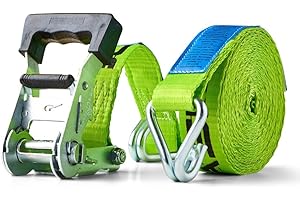 ROTHSCHENK Zurrgurt | 2-teilig, grün | Ergolash Matty E60 Zweiteiliger Spanngurt mit Ratsche und Spitzhaken, 35mm Bandbreite und 6m Länge zur Befestigung und Ladungssicherung mit Etikett