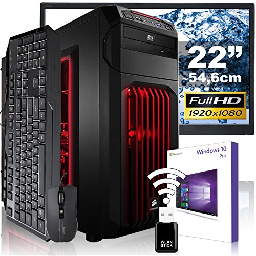 AGANDO High-End Gaming PC-Komplettpaket | Intel Core i5 7500 4x 3.4GHz | Turbo 3.8GHz | Nvidia GeForce GTX1070, Palit Dual | 16GB RAM | 240GB SSD | 1000GB HDD | DVD-RW | USB3.1 | 55cm (22") TFT | Gaming-Tastatur | Gaming-Maus | WLAN | Win 10 Pro | 36 Monate Garantie | Computer für Multimedia, Gaming, Büro/Office