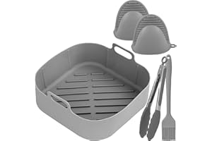 RUPECA Pack Olla Cuadrada de Silicona - Cesta de Silicona de Freidora de Aire - Incluye Olla y Accesorios