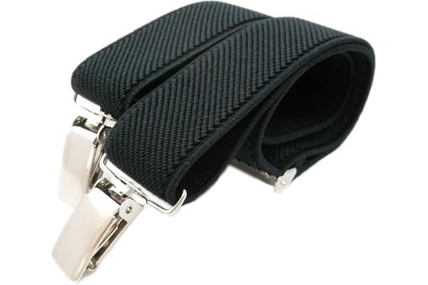 Olata Unisex helt justerbar klämma på hängslen, 3,5 cm | Justerbara 20 mm hängslen i Y-form med starka klämmor och läderkors; säkert grepp för arbete eller eleganta kläder.