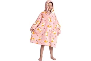 Kuceng Kids Oversized Blanket Hoodie,Oversized Hoodie Blanket for Children Teen,Soft Sherpa FLeece Hoodies Pullover with Pocket, Warm Comfortable Hoodie Blanket for Boys Girls Teens
