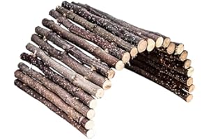 CRETVESTSAR Apple Wood Small Animal Bridge, Flexible Natural Chew Toy Hideout for Guinea Pigs, Hamsters, Rabbits, Chinchillas, Hedgehogs, Pet Habitat Enrichment Tunnel Ramp