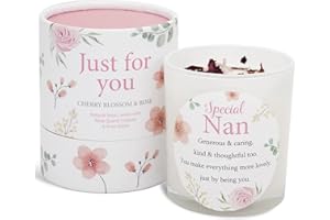 GEMINI GIFTS Nan Candle Nan Gift for Christmas Mother’s Day andNan Birthday Gifts SOYA Candle with Rose Quartz and Rose Petals