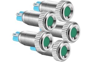 Gebildet 5pcs 8mm AC/DC 12-24V Cobre Niquelado Impermeable Luz Indicadora LED(Verde)