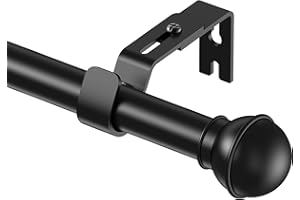 Yeabett Curtain Poles, 80-118cm Adjustable Eyelet Curtain Rod, 22mm Splicing Curtain Pole Set with Brackets for Living Room, Bathroom, Bedroom, Kitchen, Black