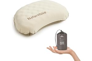 Naturehike Almohada inflable ultraligera de espuma para cama, cojín inflable, fuerza ajustable, ergonómico, fácil de limpiar, cojín de camping para viajes, senderismo, hogar