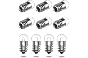 LumiGo 10 Stücke E10 Glühbirnen 2,5V 0,5A, 1W Glühlampe Miniatur Schraubfuß Warmes Weiß für Physikalische Elektrische Experiment Taschenlampe