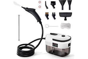2500W Handheld Pressurized Steam Cleaner with 12pcs Accessories, 1400ml 1.5 Quarts Tank, 3-Level Adjustable Portable Steamer, 15s Heat-Up Steam Cleaner for Home, Car, Kitchen(White)