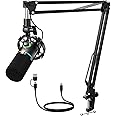 MAONO XLR/USB Dynamic Microphone for Gaming PC, RGB Podcast Mic for YouTube with Software, Mute, Gain Knob, Volume Control, Boom Arm for YouTube Gaming, Singing, Recording, Streaming, PD200XS Black