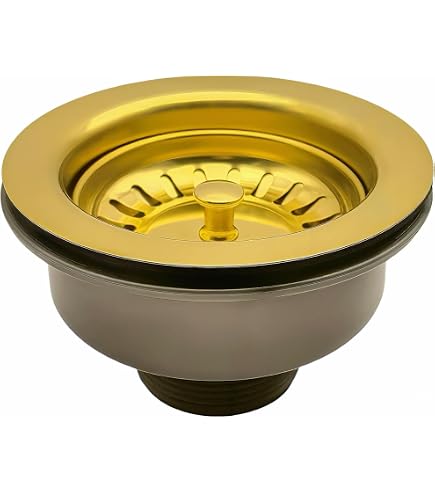 Mudder Abflusssieb & Stopper Set – Edelstahl, 3-teilig, Universal Für Küchenspülen, Gebürstetes Gold