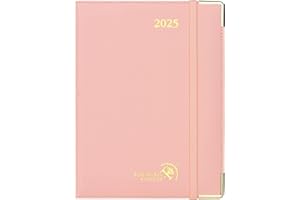EU POPRUN Agenda 2025 Tygodniowy Premium 22 x 16,5 cm od stycznia 2025 do grudnia 2025, twarda oprawa, miesięczne zakładki, papier100 g/m², Jasnoróżowy