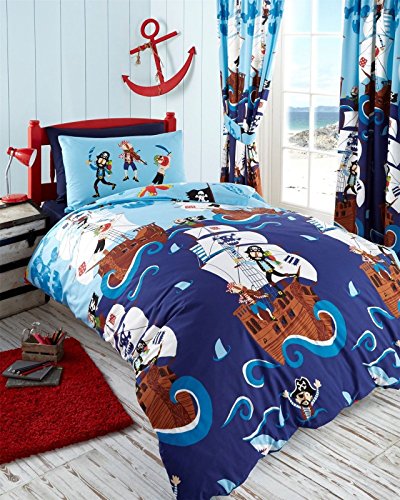 Kids Club Jungen Bettwäsche mit Piraten Motiv (Einzelbett) (Blau)