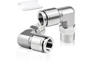 ERGAOBOY 2 pièces 4 mm de diamètre extérieur de tube x 1/4" filetage BSP coude extérieur raccords enfichables en acier inoxydable 304 raccords pneumatiques enfichables
