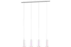 ‎LIGHTLING lightling modern Pendelleuchte Julie, 4-flammige Pendellampe, weiß matt Metall, Esszimmer Küche Wohnzimmer, 4 x GU10 max. 35W, ø 6 cm, höhenverstellbar max. 150 cm, Breite 75 cm