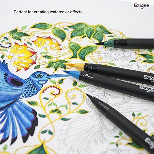 Ezigoo Brush Pen Set – 10 Farben – Pinselmarkierungen mit weichem flexiblen realen Pinselspitze schaffen Aquarell Effekt - 4