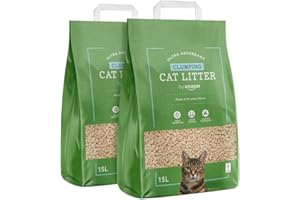 by Amazon Katzenstreu aus Pflanzenfasern, klumpend, Unparfümiert, 15L, 2er-Pack